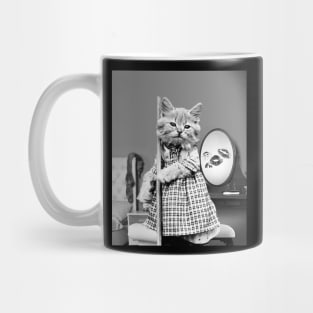 Vintage Cat Black And White Cats Wearing Dress Mug